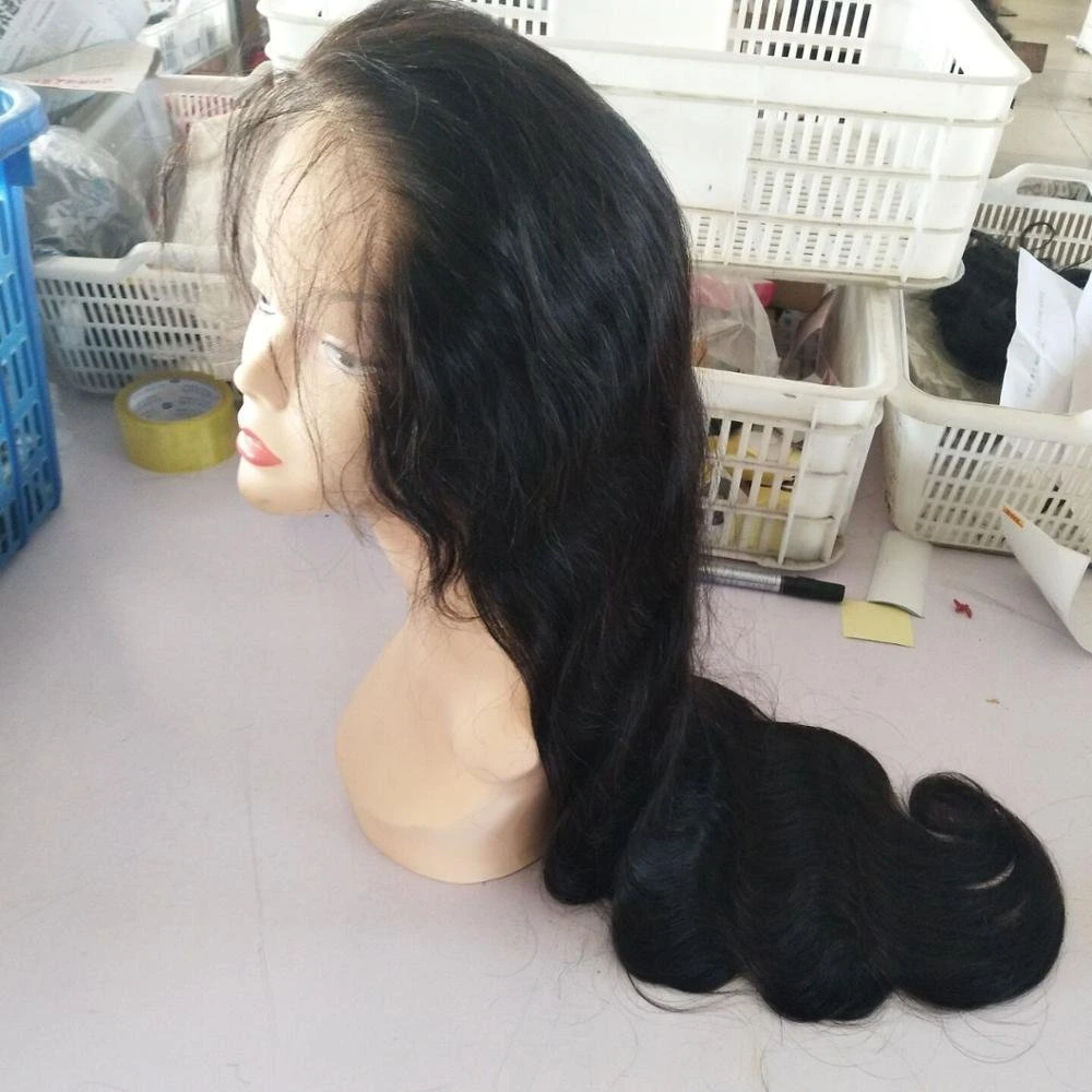 Factory Price 26 Inch Human Hair Wig Full Lace Virgin Human Long Hair Bone Straight Shiny Lace Wig